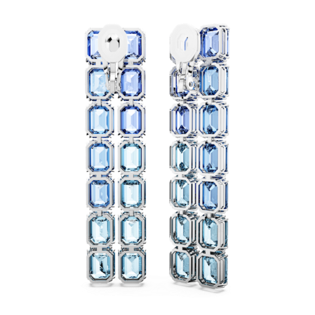 Resim Millenia Klipsli Küpeler, Sekizgen kesim, Renk geçişli, Uzun, Mavi, Rodyum kaplama