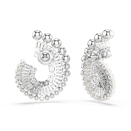 Resim Ariana Grande x Swarovski damla küpeler, Kristal inci, Karışık kesimler, Beyaz, Rodyum kaplama