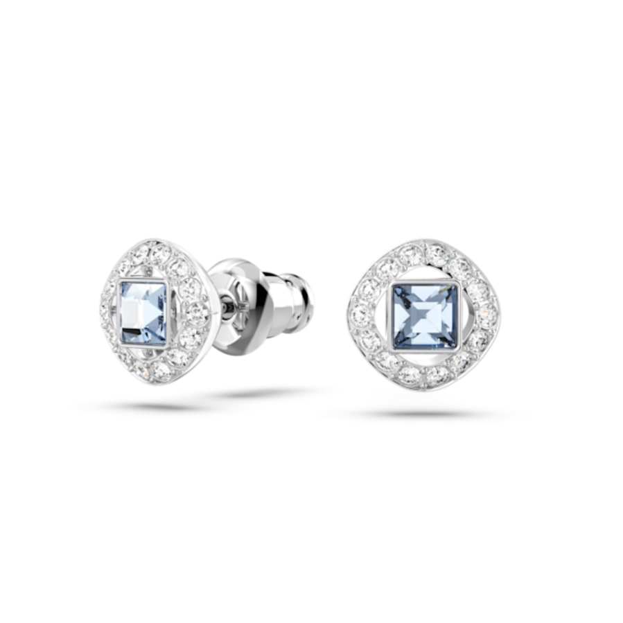 Resim Una Angelic düğme Küpeler, Kare kesim, Mavi, Rodyum kaplama