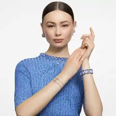 Resim Millenia Bileklik, Büyük kristaller, Sekizgen kesim, Mavi, Rodyum kaplama