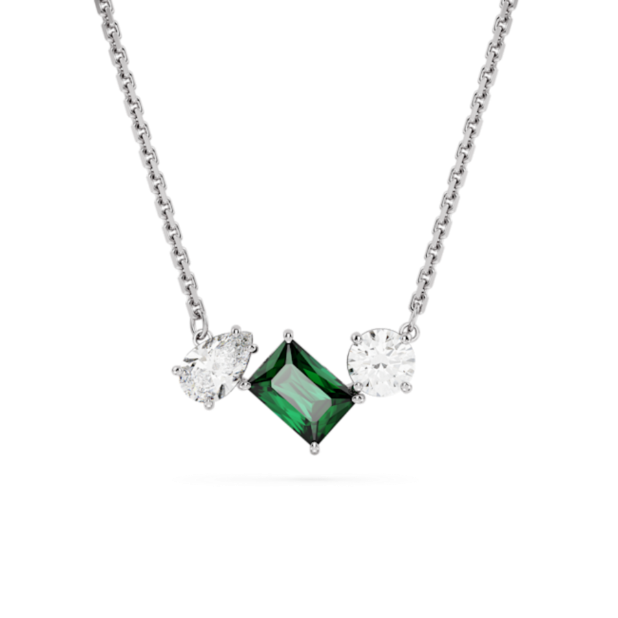 Resim Mesmera Kolye, Karışık kesimler, Yeşil, Rodyum kaplama