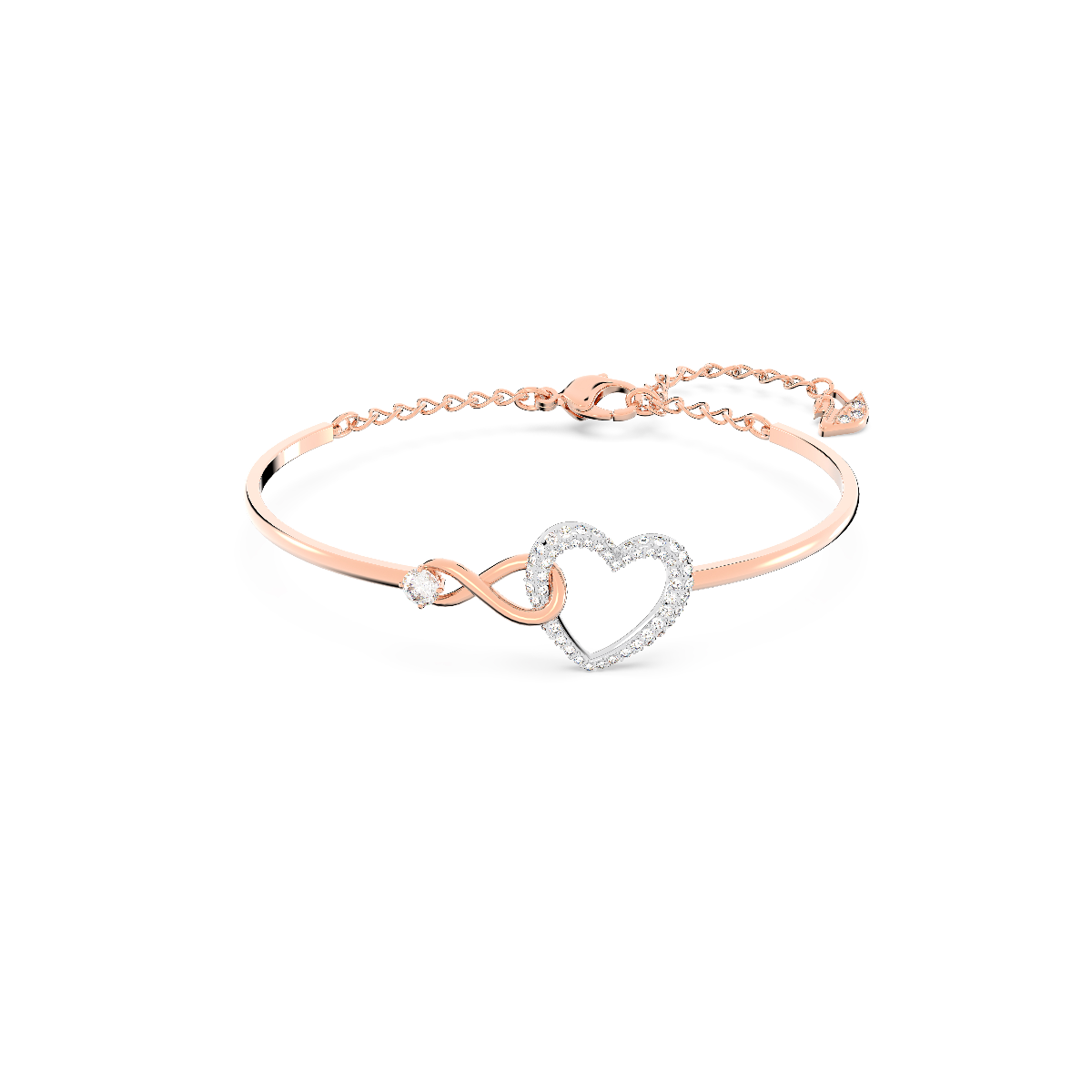 Resim Swarovski Infinity Bileklik, Sonsuzluk ve kalp, Beyaz, Karışık metal yüzey