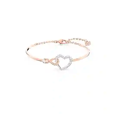 Resim Swarovski Infinity Bileklik, Sonsuzluk ve kalp, Beyaz, Karışık metal yüzey