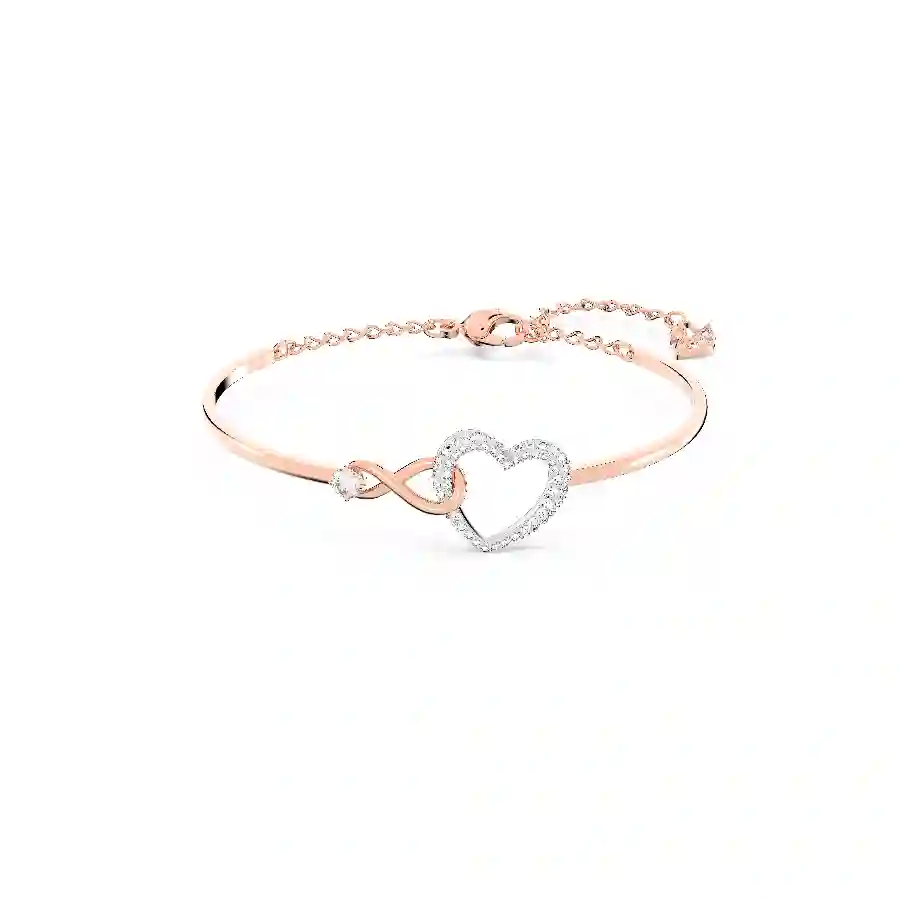Resim Swarovski Infinity Bileklik, Sonsuzluk ve kalp, Beyaz, Karışık metal yüzey