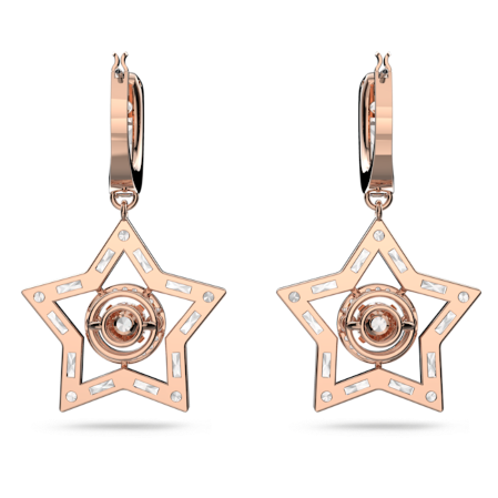 Resim Stella damla küpeler, Karışık kesimler, Yıldız, Beyaz, Pembe altın rengi kaplama