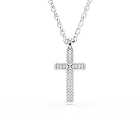 Resim Insigne Kolye, Pavé, Haç, Beyaz, Rodyum kaplama