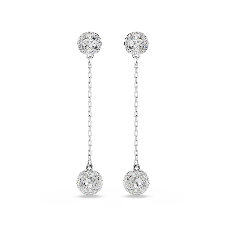 Resim Una Angelic damla küpeler, Yuvarlak kesim, Beyaz, Rodyum kaplama