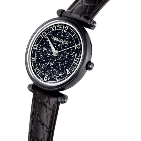 Resim Crystalline Wonder Saat, İsviçre Üretimi, Deri kayış, Siyah, Siyah yüzey