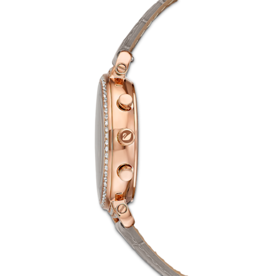 Resim Passage Chrono Saat, İsviçre Üretimi, Deri kayış, Gri, Pembe altın rengi yüzey
