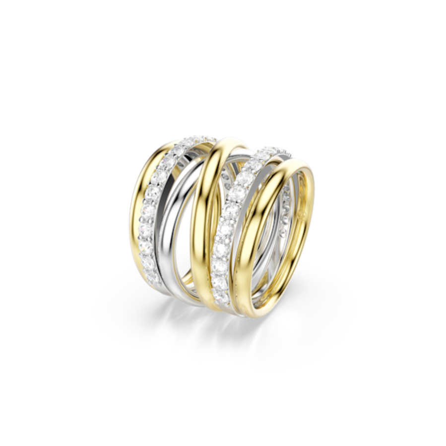 Resim Hyperbola Kokteyl Yüzüğü, Yuvarlak kesim, Beyaz, Karışık metal yüzey