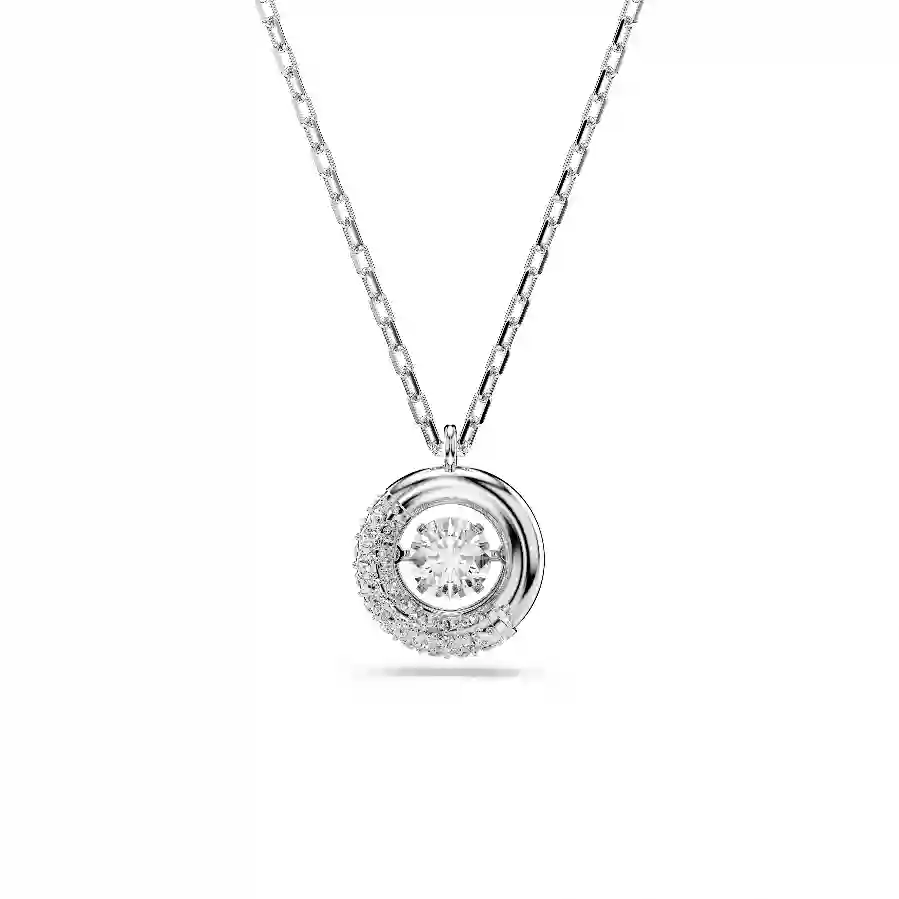 Resim Dextera Kolye, Yuvarlak kesim, Beyaz, Rodyum kaplama