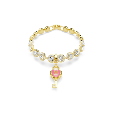 Resim Idyllia Charm, Karışık kesimler, Anahtarlı kalp, Beyaz, Altın rengi kaplama