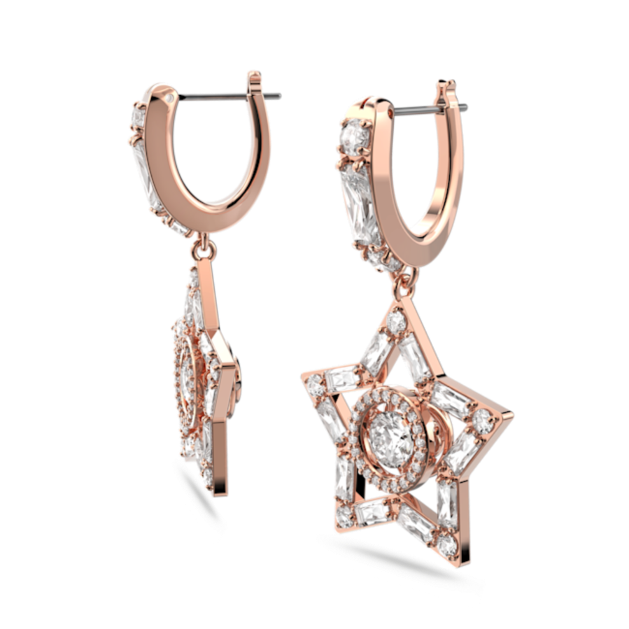 Resim Stella damla küpeler, Karışık kesimler, Yıldız, Beyaz, Pembe altın rengi kaplama