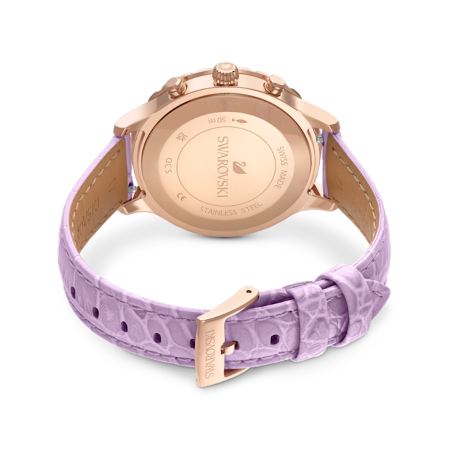 Resim Octea lux chrono Saat, İsviçre Üretimi, Deri kayış, Mor, Pembe altın rengi yüzey