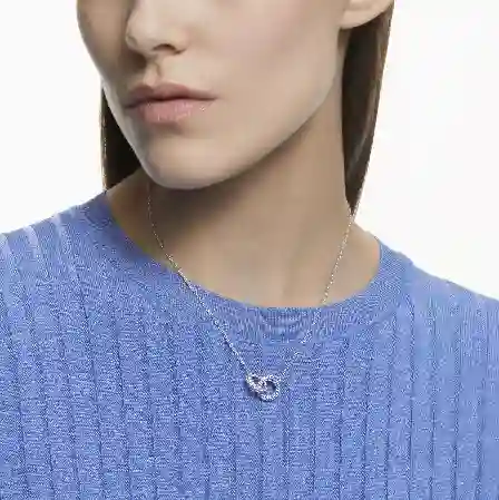 Resim Dextera Kolye, Pavé, İç içe geçmiş daireler, Mavi, Rodyum kaplama