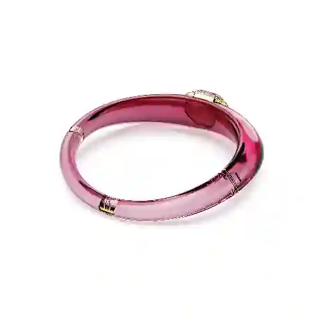 Resim Gerdanlık, Sekizgen kesim, Pavé, Pembe, Altın rengi kaplama