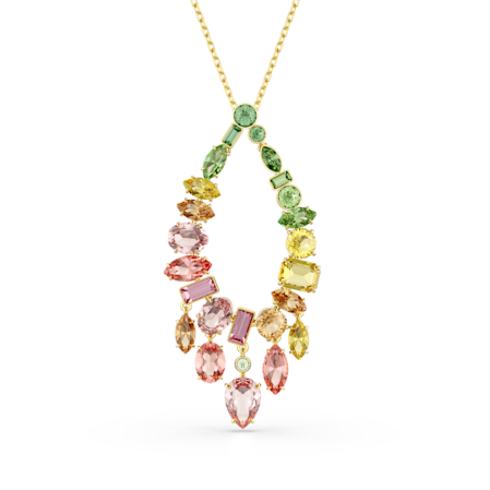 Resim Gema Kolye, Karışık kesimler, Çok renkli, Altın rengi kaplama