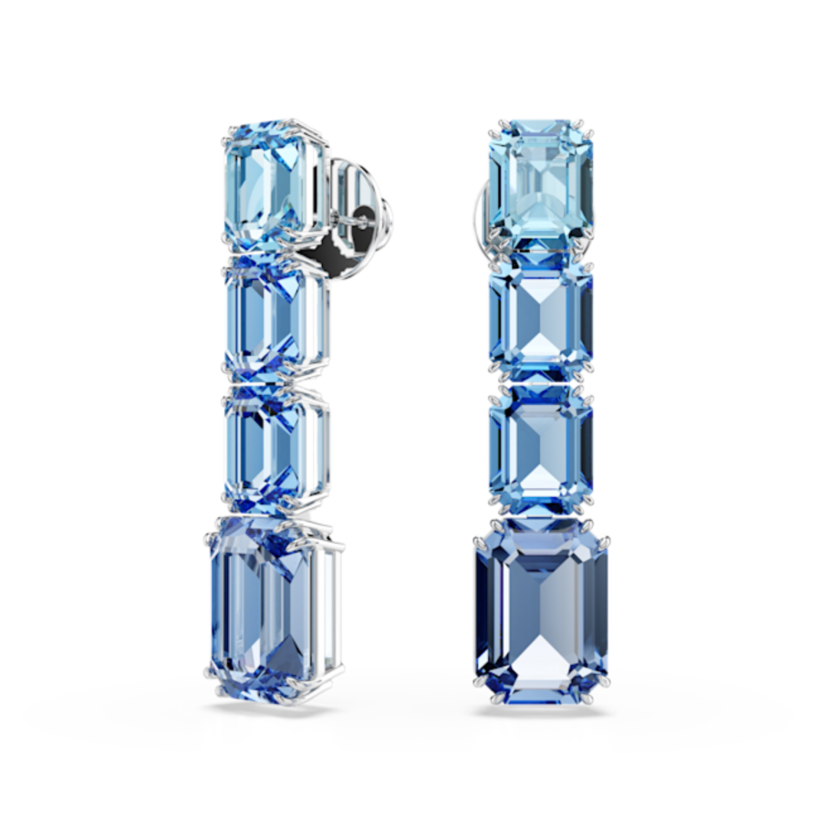 Resim Millenia damla küpeler, Sekizgen kesim, Renk geçişli, Mavi, Rodyum kaplama