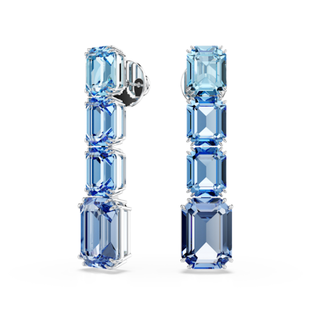 Resim Millenia damla küpeler, Sekizgen kesim, Renk geçişli, Mavi, Rodyum kaplama