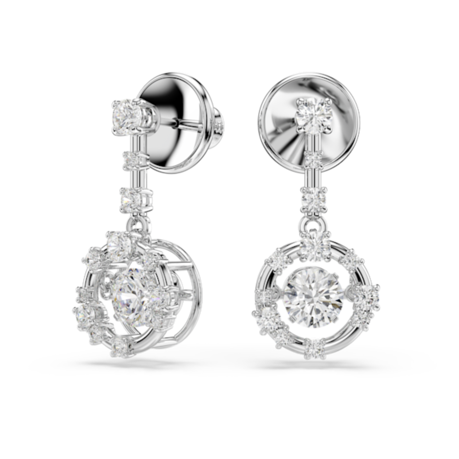 Resim Constella damla küpeler, Yuvarlak kesim, Dancing stone, Beyaz, Rodyum kaplama