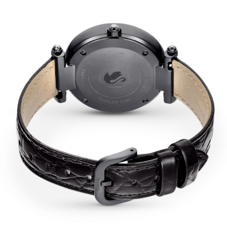 Resim Crystalline Wonder Saat, İsviçre Üretimi, Deri kayış, Siyah, Siyah yüzey