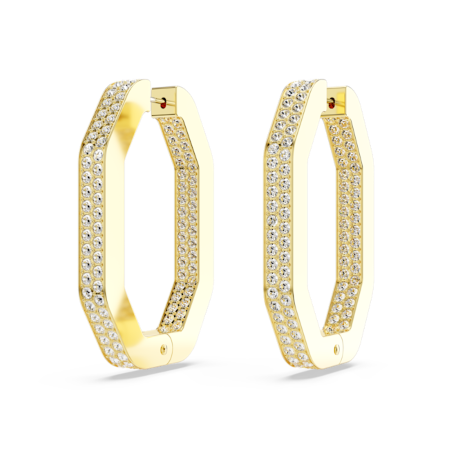 Resim Dextera halka küpeler, Sekizgen şekil, Büyük, Beyaz, Altın rengi kaplama