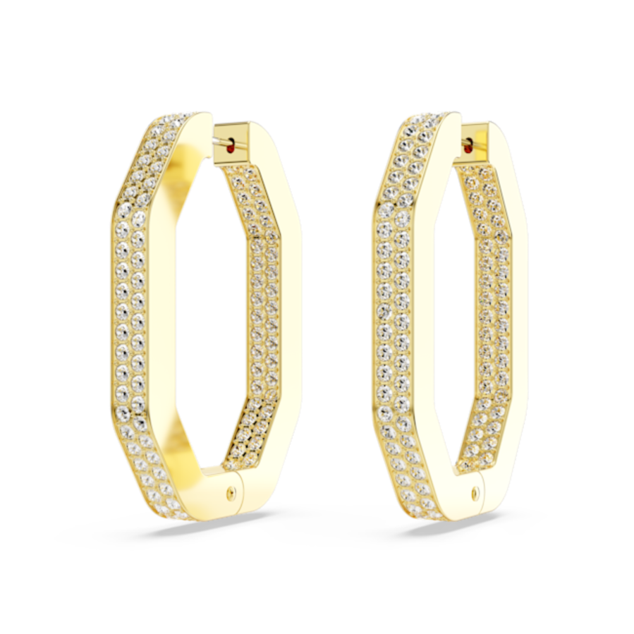 Resim Dextera halka küpeler, Sekizgen şekil, Büyük, Beyaz, Altın rengi kaplama