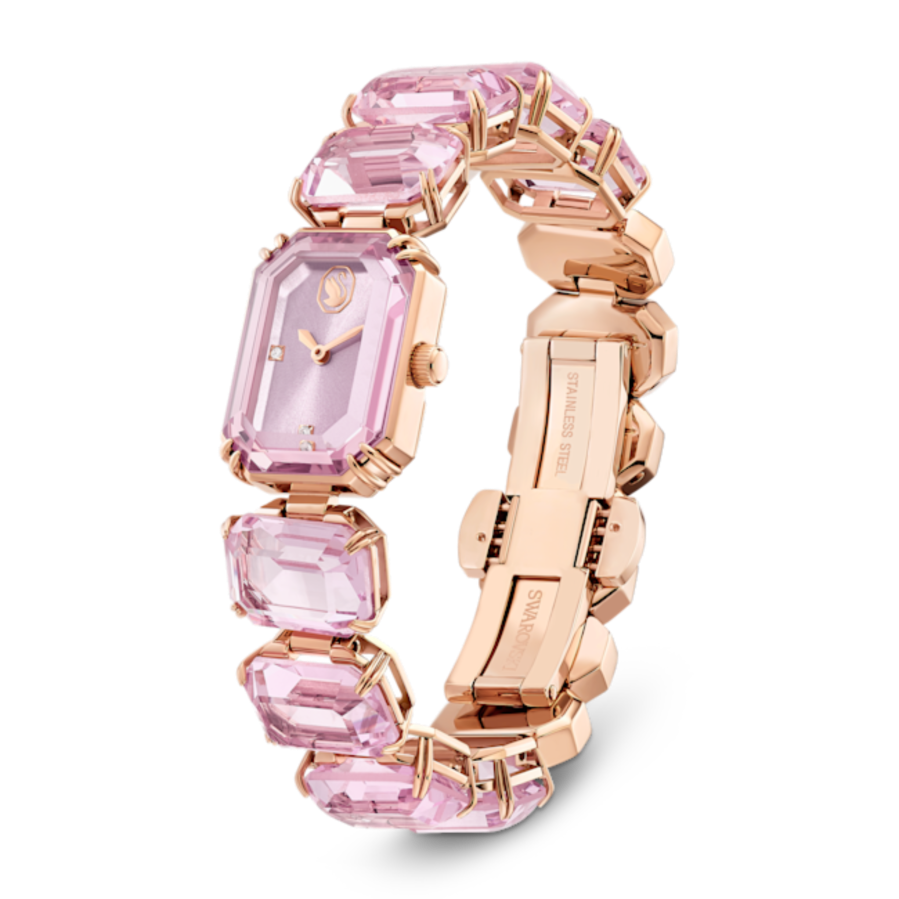 Resim Saat, Sekizgen kesim bileklik, Pembe, Pembe altın rengi yüzey