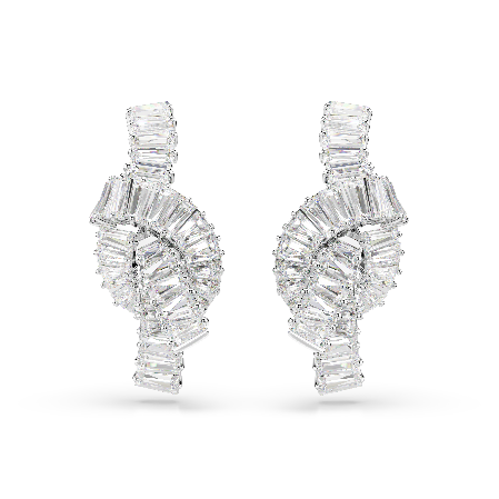 Resim Matrix Küpeler, Baget kesim, Düğüm, Beyaz, Rodyum kaplama