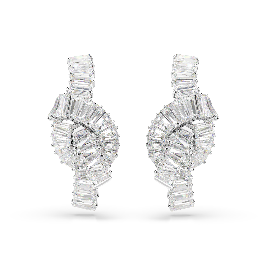 Resim Matrix Küpeler, Baget kesim, Düğüm, Beyaz, Rodyum kaplama