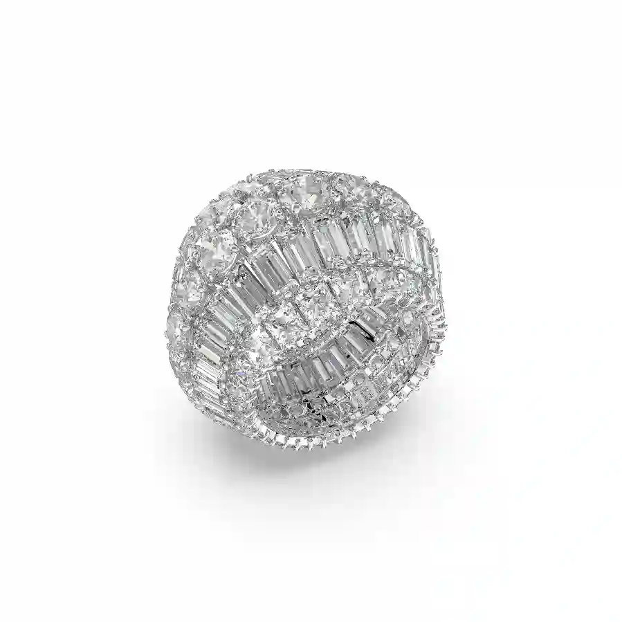 Resim Hyperbola Kokteyl Yüzüğü, Karışık kesimler, Beyaz, Rodyum kaplama