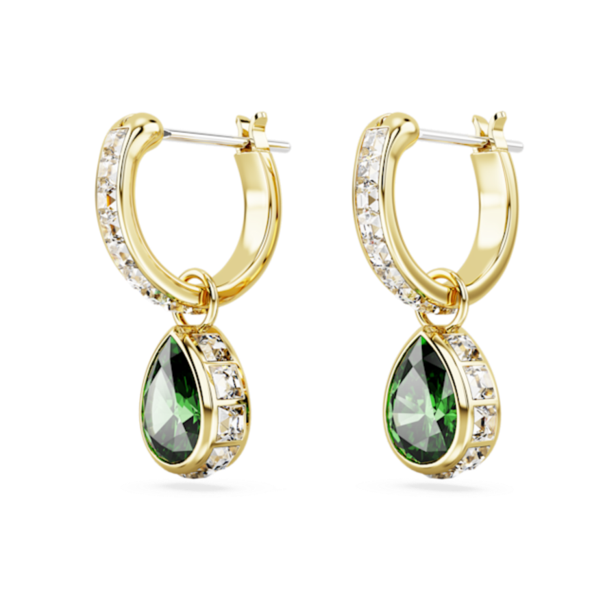 Resim Stilla damla küpeler, Armut kesim, Yeşil, Altın rengi kaplama