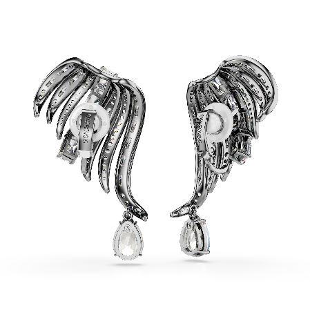 Resim The Vienna Collection kelepçe küpe, Tüy, Beyaz, Rutenyum kaplama