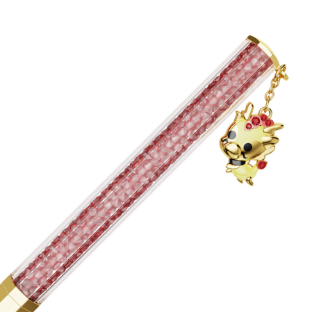 Resim Crystalline Dragon and Phoenix Tükenmez Kalem, Sekizgen şekil, Ejderha, Kırmızı, Altın rengi kaplama