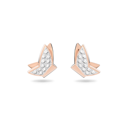 Resim Idyllia Lilia düğme Küpeler, Kelebek, Beyaz, Pembe altın rengi kaplama