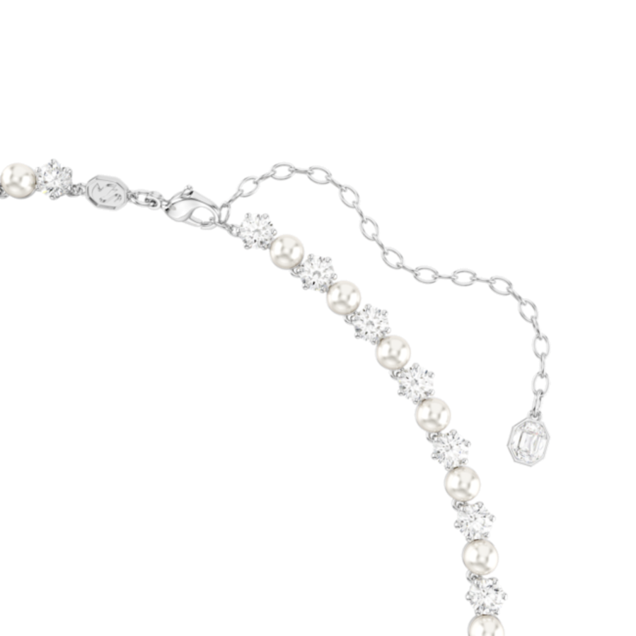 Resim Matrix Set, Kristal inci, Yuvarlak kesim, Beyaz, Rodyum kaplama