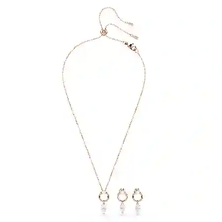 Resim Mesmera Set, Armut kesim, Yuvarlak kesim, Beyaz, Pembe altın rengi kaplama