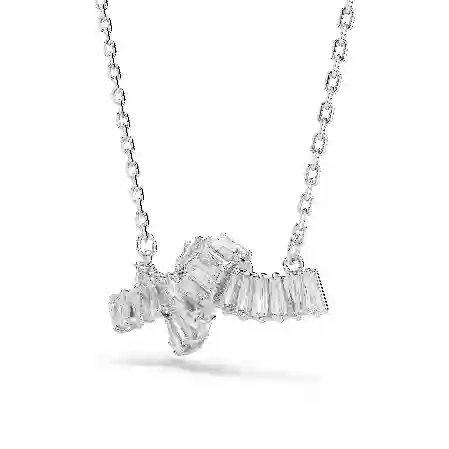 Resim Matrix Kolye, Baget kesim, Düğüm, Beyaz, Rodyum kaplama