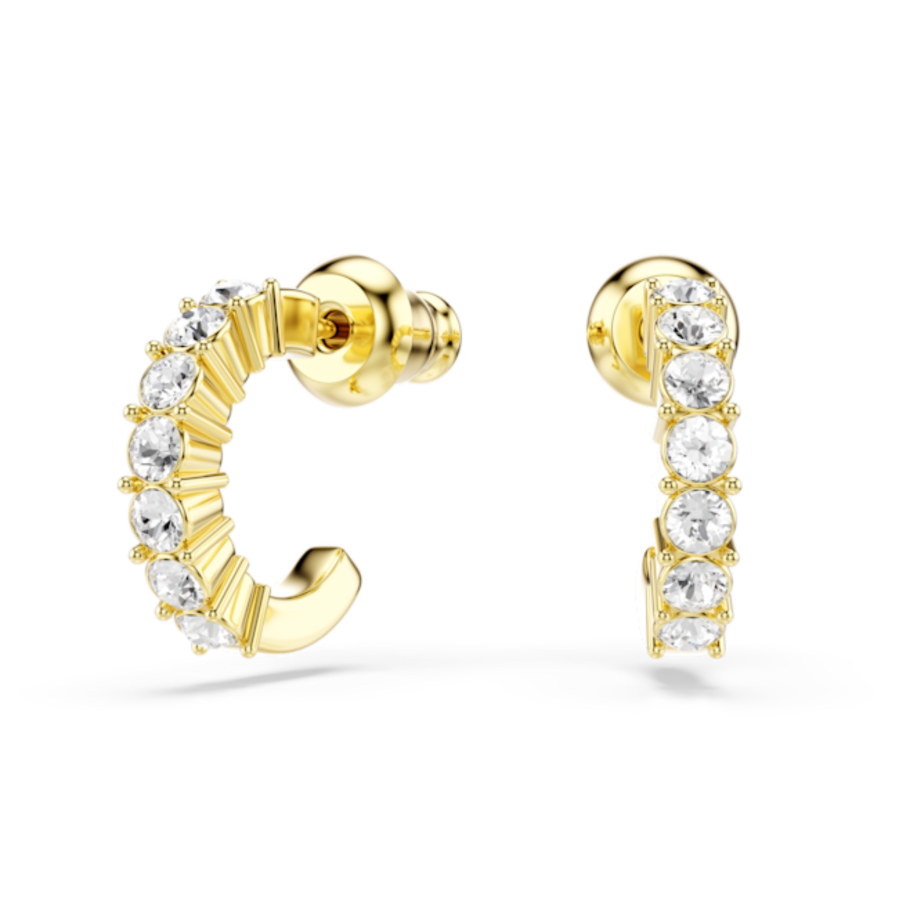 Resim Halka küpeler, Yuvarlak kesim, Beyaz, Altın rengi kaplama