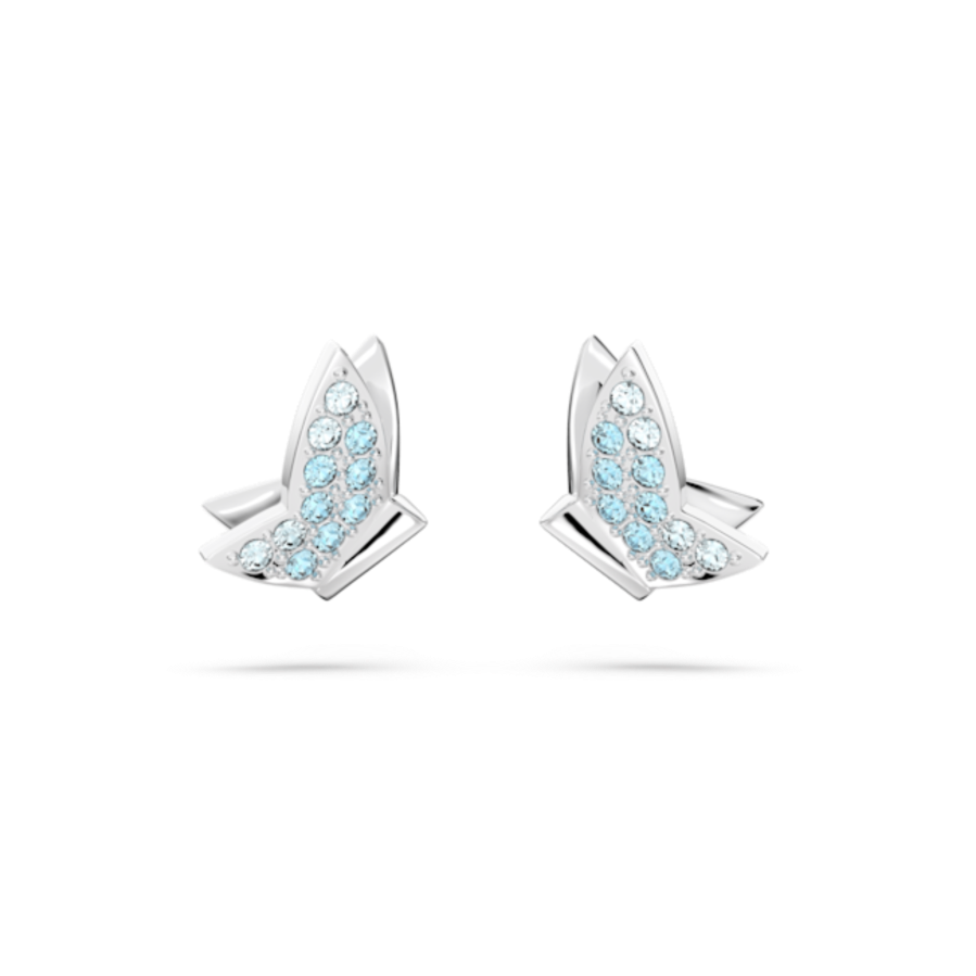 Resim Idyllia Lilia düğme Küpeler, Kelebek, Mavi, Rodyum kaplama