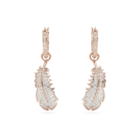 Resim Nice damla küpeler, Tüy, Beyaz, Pembe altın rengi kaplama