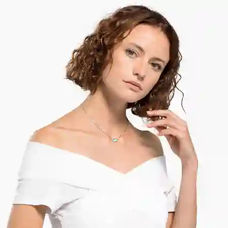 Resim Mesmera Attract Kolye, Kalp, Beyaz, Rodyum kaplama