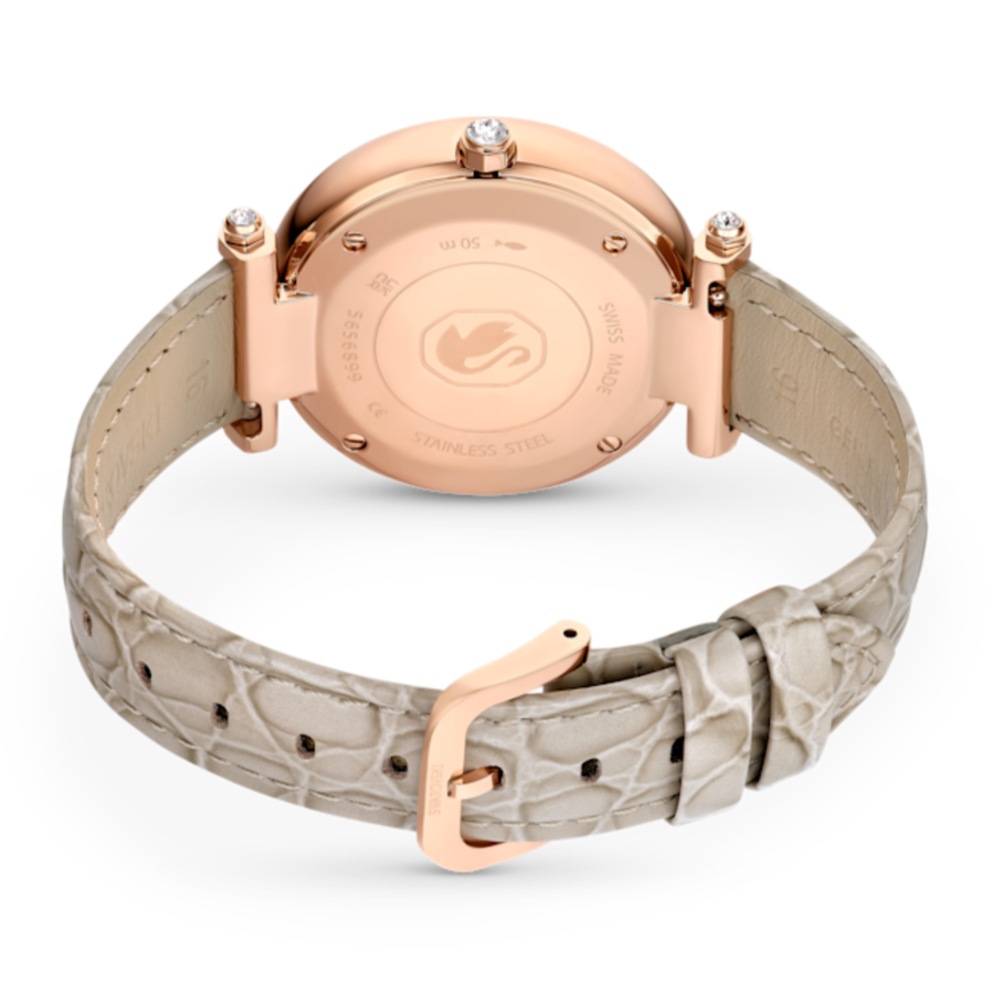 Resim Crystalline wonder Saat, İsviçre Üretimi, Deri kayış, Bej, Pembe altın rengi yüzey