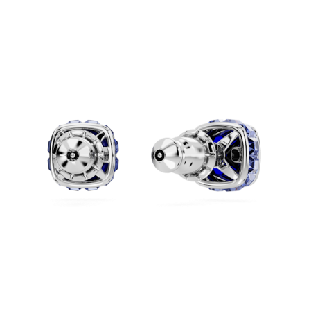 Resim Birthstone düğme Küpeler, Kare kesim, Eylül, Mavi, Rodyum kaplama