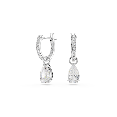 Resim Millenia halka küpeler, Armut kesim, Beyaz, Rodyum kaplama