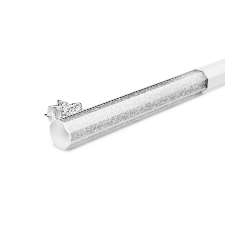 Resim Crystalline Tükenmez Kalem, Sekizgen şekil, Kar tanesi, Beyaz, Beyaz lakeli