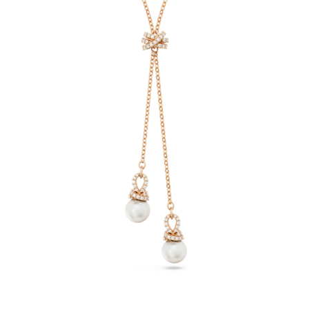 Resim Originally Y Kolye, Kristal inci, Beyaz, Pembe altın rengi kaplama