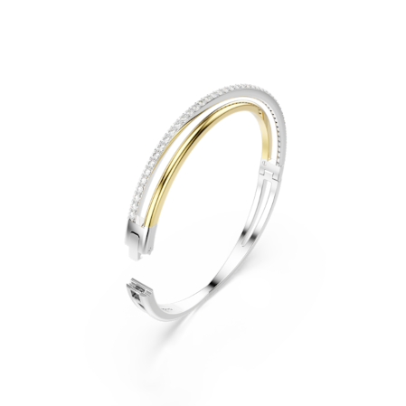 Resim Hyperbola Bileklik, Yuvarlak kesim, Beyaz, Karışık metal yüzey