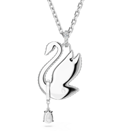 Resim Swarovski Iconic Swan Kolye, Kuğu, Uzun, Beyaz, Rodyum kaplama