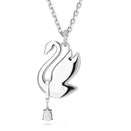 Resim Swarovski Iconic Swan Kolye, Kuğu, Uzun, Beyaz, Rodyum kaplama